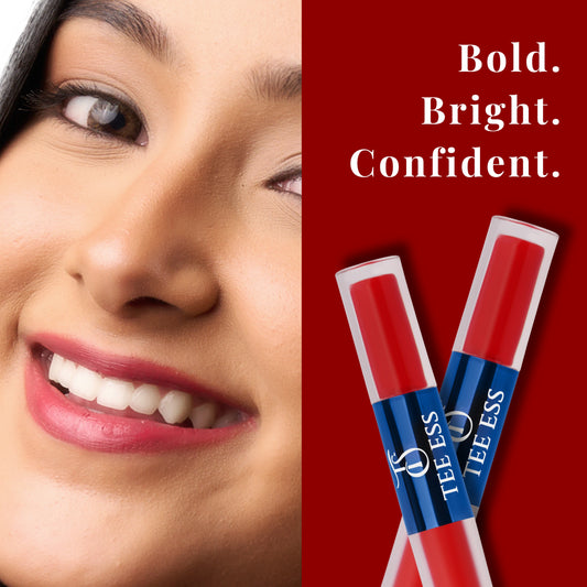 TEE ESS DUO LIPS (HI SHINE LIP GLOSS & CREAM MOUSSE LIQUID LIPSTICK) - RED ALERT