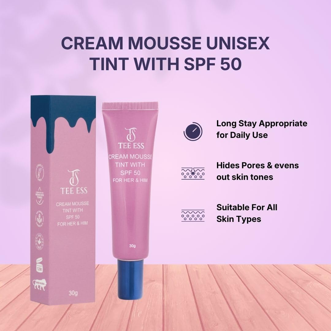 TEE ESS Cream Mousse Unisex Face Tint SPF 50 - Dark