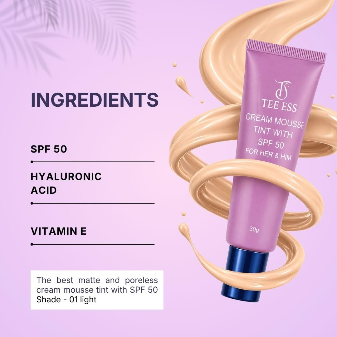 TEE ESS Cream Mousse Unisex Face Tint SPF 50 - Light