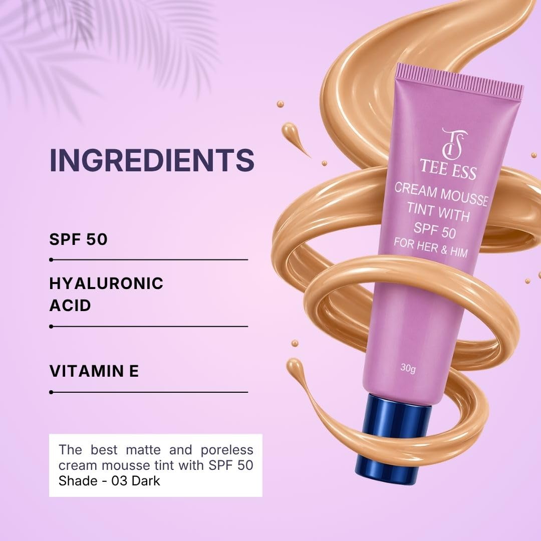TEE ESS Cream Mousse Unisex Face Tint SPF 50 - Dark