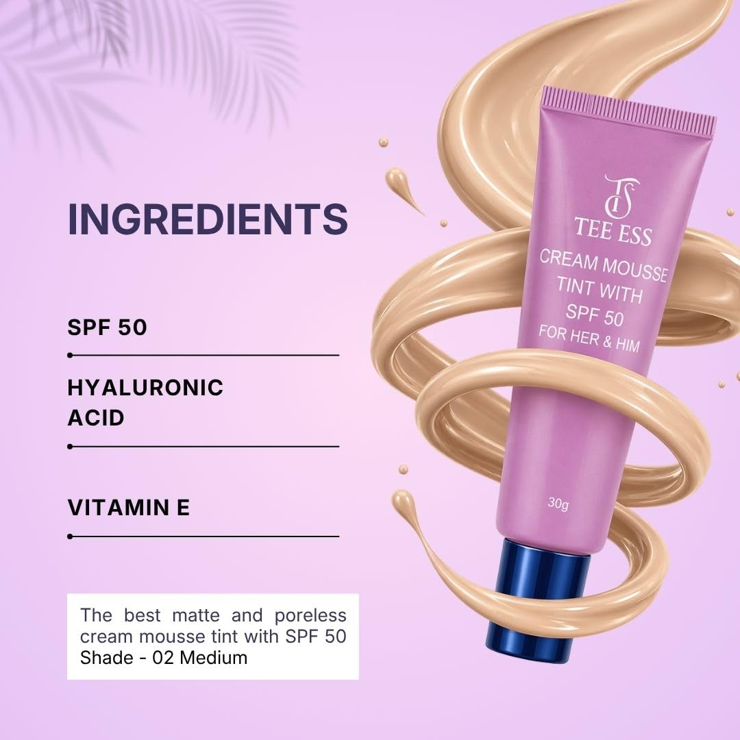 TEE ESS Cream Mousse Unisex Face Tint SPF 50 - Medium