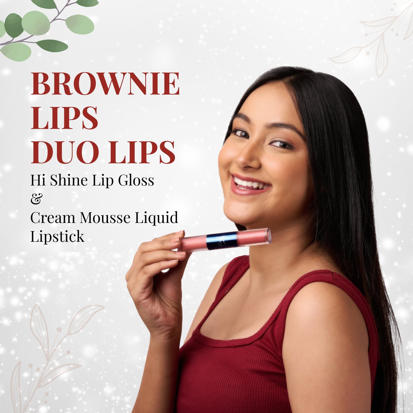 TEE ESS DUO LIPS (HI SHINE LIP GLOSS & CREAM MOUSSE LIQUID LIPSTICK) - BROWNIE LIPS