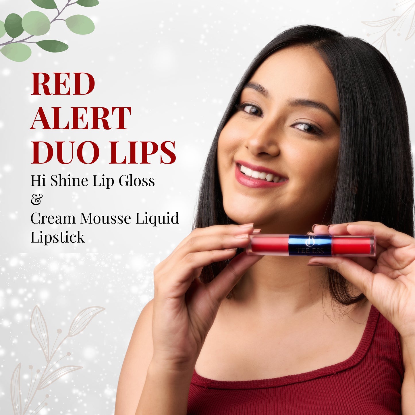 TEE ESS DUO LIPS (HI SHINE LIP GLOSS & CREAM MOUSSE LIQUID LIPSTICK) - RED ALERT