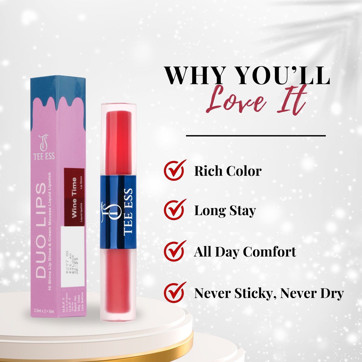 TEE ESS DUO LIPS (HI SHINE LIP GLOSS & CREAM MOUSSE LIQUID LIPSTICK) - WINE TIME